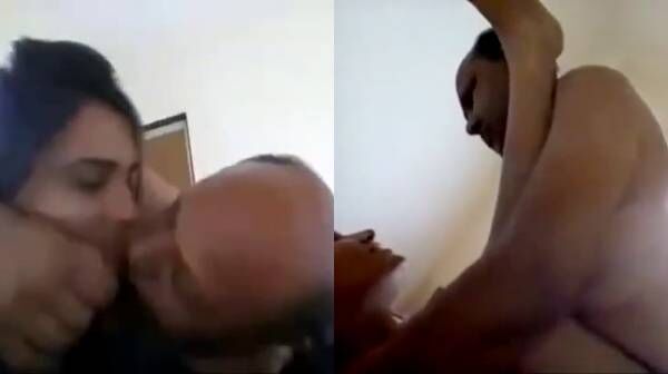 Middle aged bald man kissing & fucking young maid when wife away