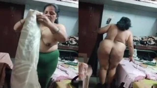 Huge ass nude mom changing her dress video exposed recorded by son