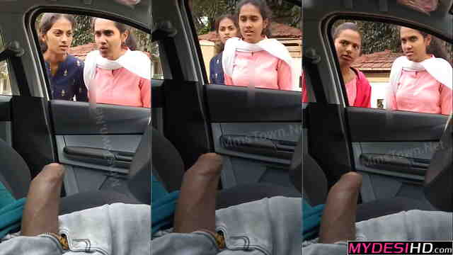 Horny Man Public Flash in Car MMS Scandal College Girls Shocked By Massive Cock